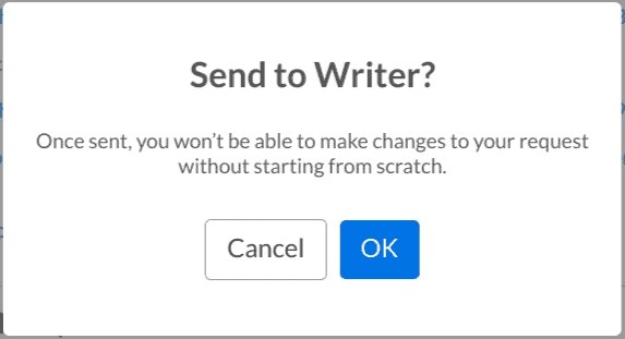 send to writer verblio