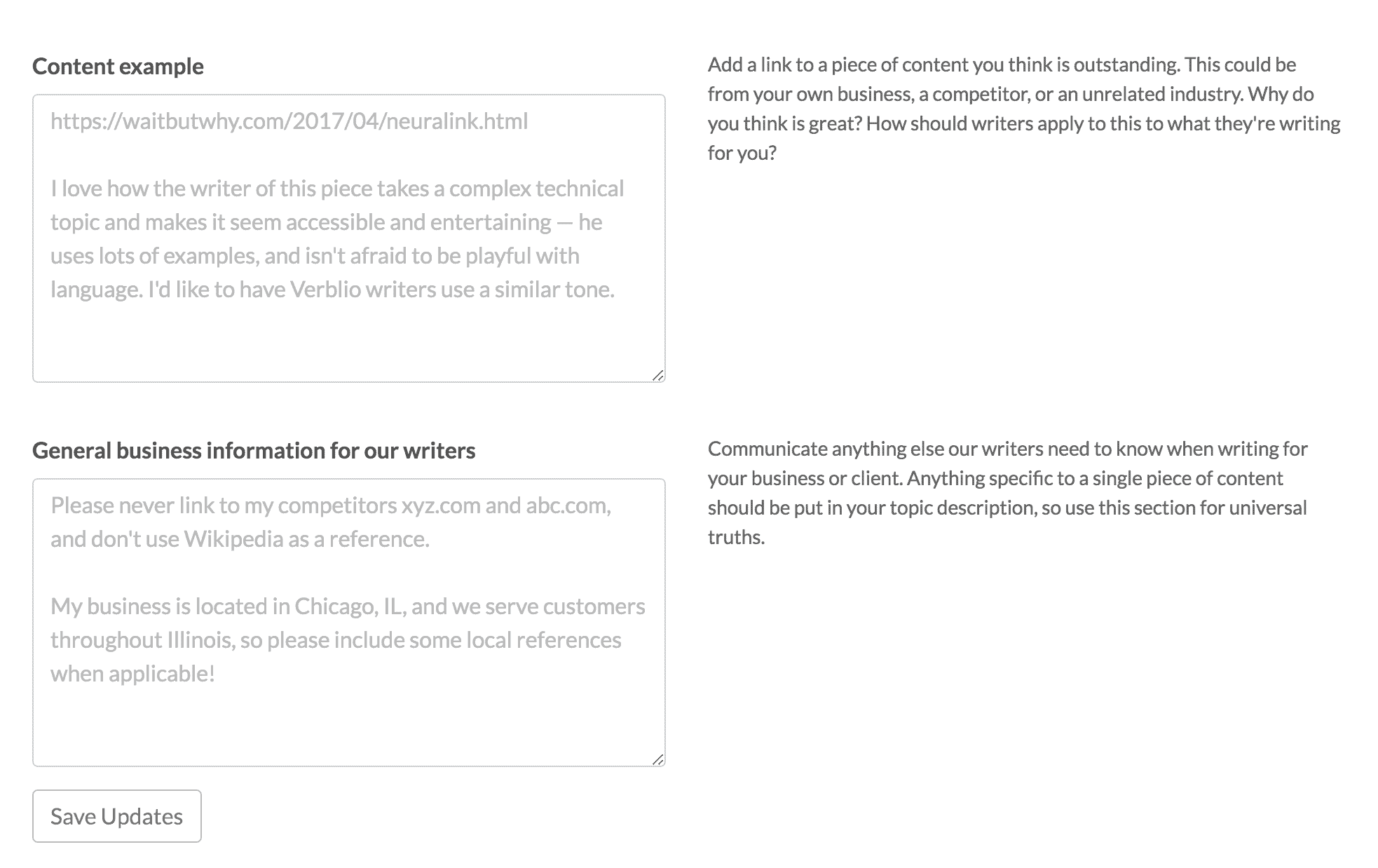 content example business info verblio