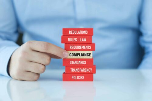 illustrating the concept of compliance with wooden blocks